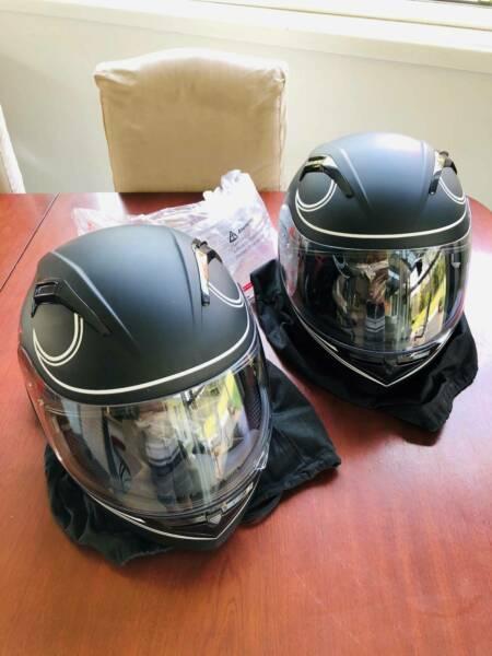 2 motorcycle helmets - full-face, never used, never dropped