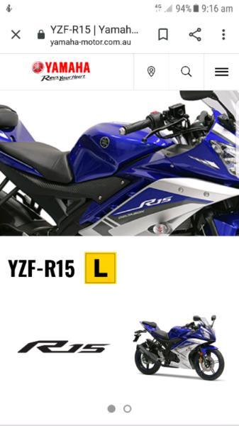 Yzf r15 150cc learners perfect 2016 brand new 4 km on clock