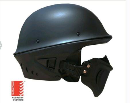Open Face Chopper Motorcycle Helmet Matt Black x1moto