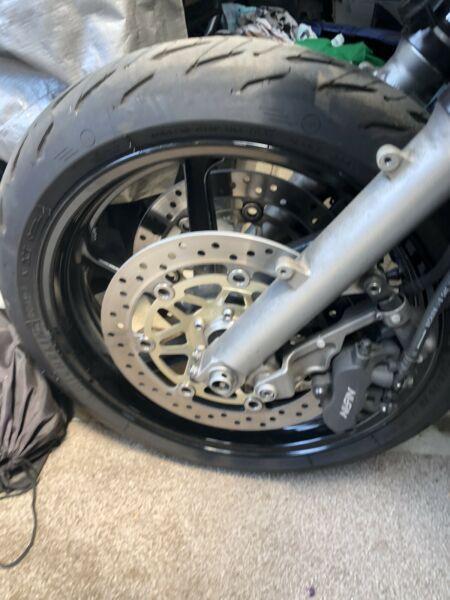 Vfr800 complete wheel set with roadworthy rotors abs tyres