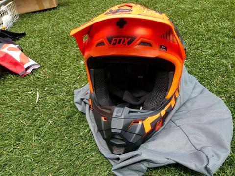 Fox Motorcycle Helmet with Goggles