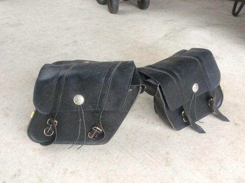 Pannier bags for motorcycle - black. Includes brackets