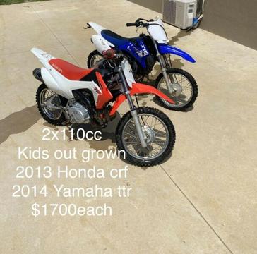 110cc kids motorbikes Honda, Yamaha