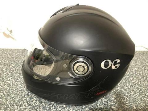 Shark Motorcycle Helmet Size M Black Used with cover