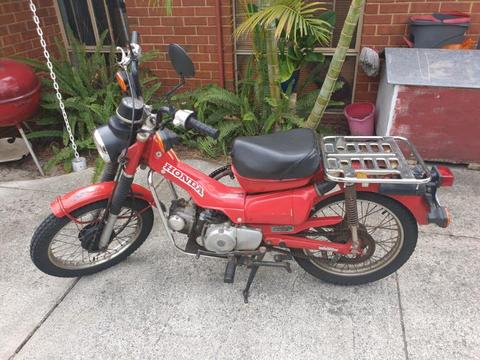 Honda CT110 Motorcycle. Serviced and registered until Sept.2020