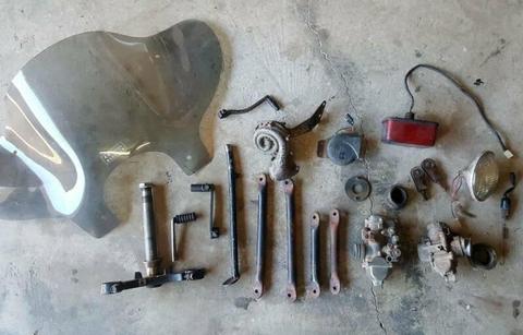BOX OF OLD MOTORCYCLE BITS