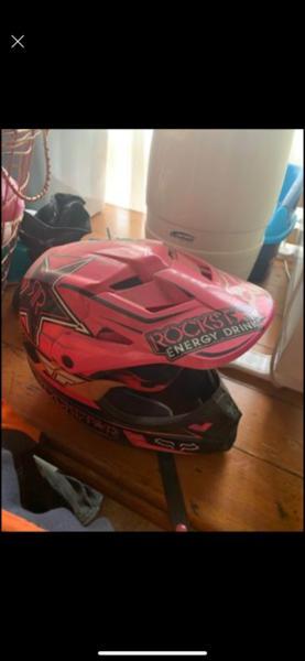 Pink fox motorbike riding helmet