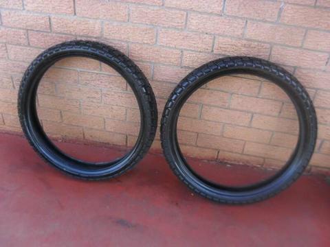 BRIDGESTONE Motor cycle tires , 2 TRAILWING -41 Front Tires. GC