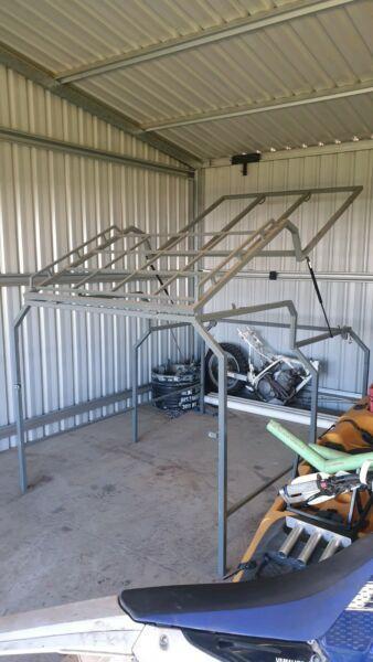 Roof top tent and motorbike trailer framework