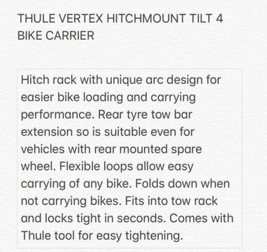 Thule Vertex hitchmount tilt 4 bike carrier