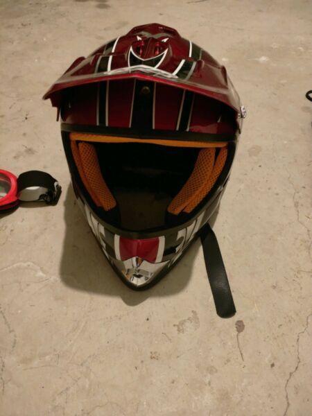 Red kids motorbike helmet
