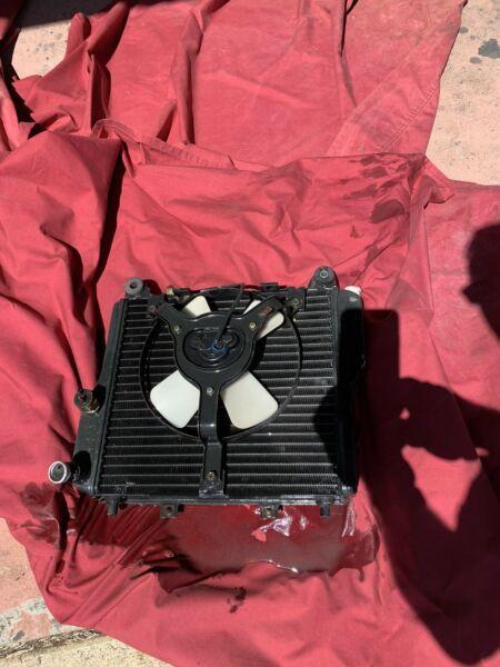 Kawasaki GTR 1000 radiator and fan attached