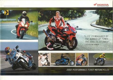 2002 Honda motorcycle range brochure