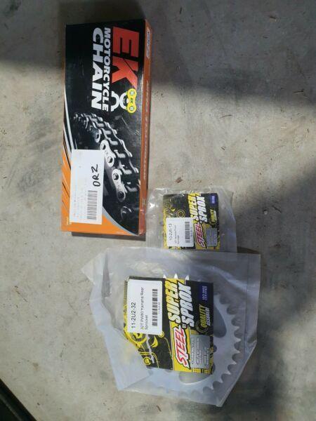Chain and sprocket set. DRZ70 or PW80