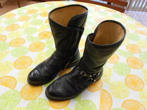 Motorcycle Boots Mens, Black Leather Spider Size 9