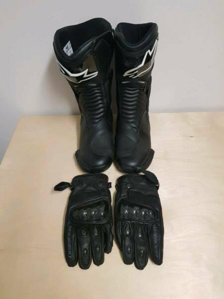 Men's road bike boots and gloves