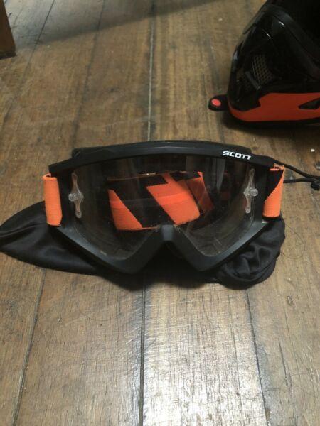 Orange Scott dirt bike goggles