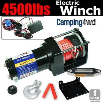 NEW 4500LBS LB Synthetic Rope Electric Winch Wireless Remote ATV 4WD